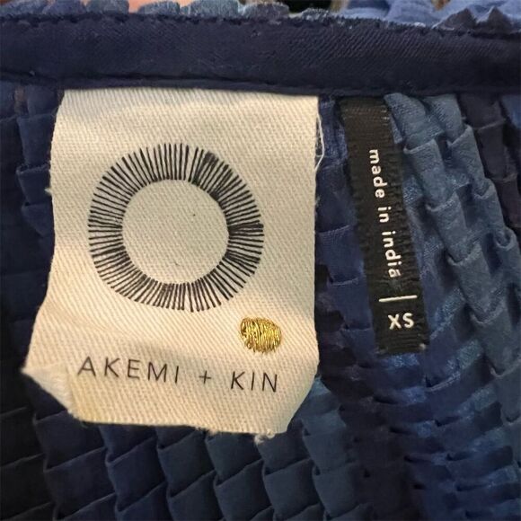 Akemi + Kin Anthropologie Women's XS Blue Pleated Tassel Tank Top Sleeveless​​ - Picture 5 of 7